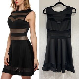 NWOT Black Mesh Cutout Skater Dress